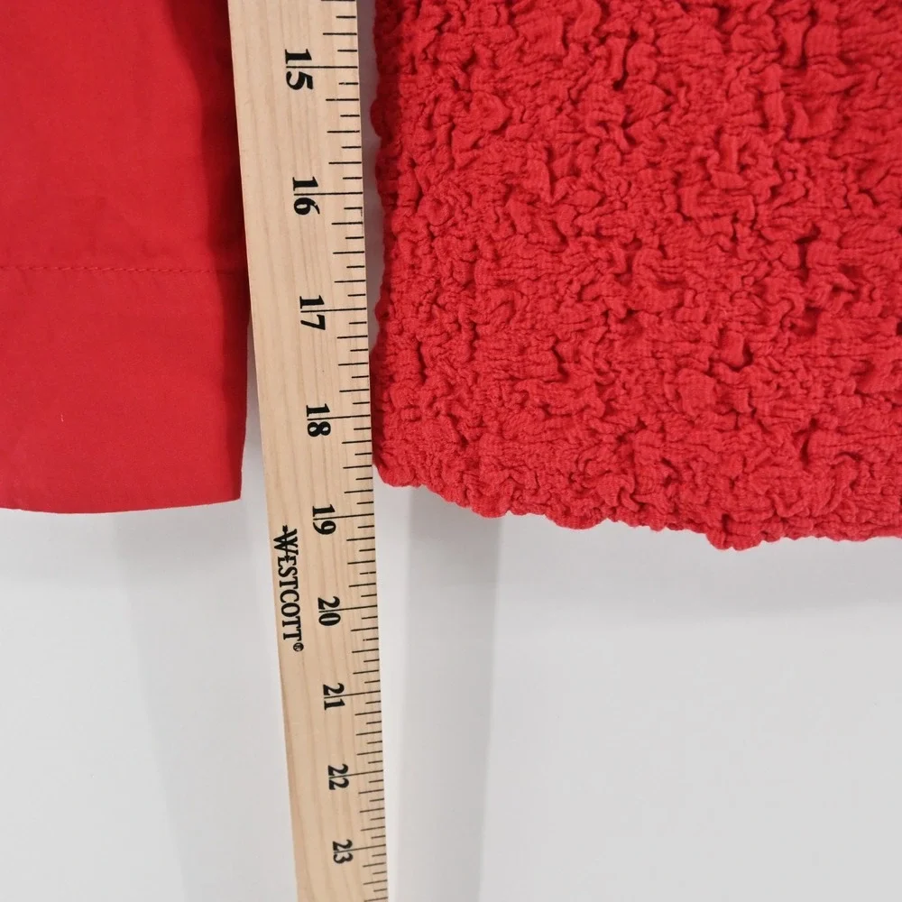 By Anthropologie Smocked Cardigan Size‎ XS Red Button Up Puff Sleeve Top Boho